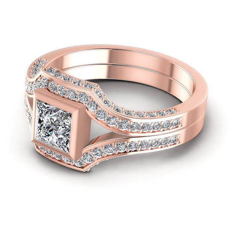1.15CT Princess And Round And Triangle  Cut Diamonds Engagement Rings