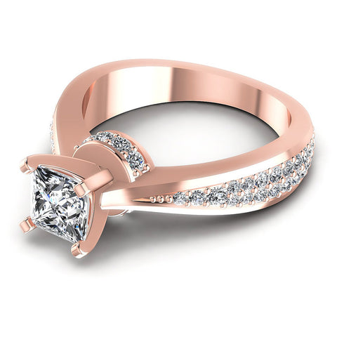 0.95CT Princess And Round  Cut Diamonds Engagement Rings