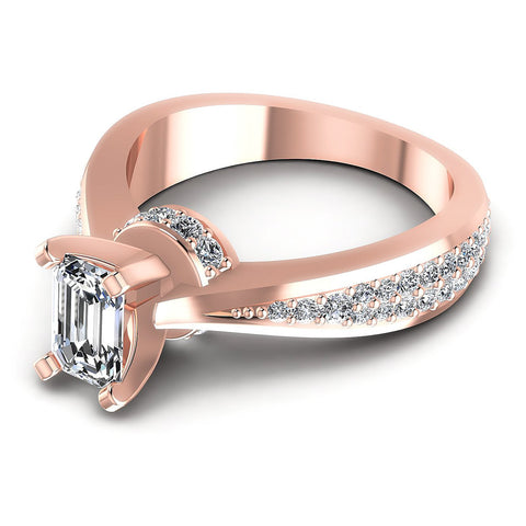 0.95CT Emerald And Round  Cut Diamonds Engagement Rings