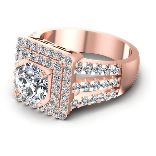 Round Diamonds 1.55CT Halo Ring in 18KT Rose Gold