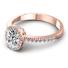 Round and Oval Diamonds 0.75CT Halo Ring in 18KT Rose Gold