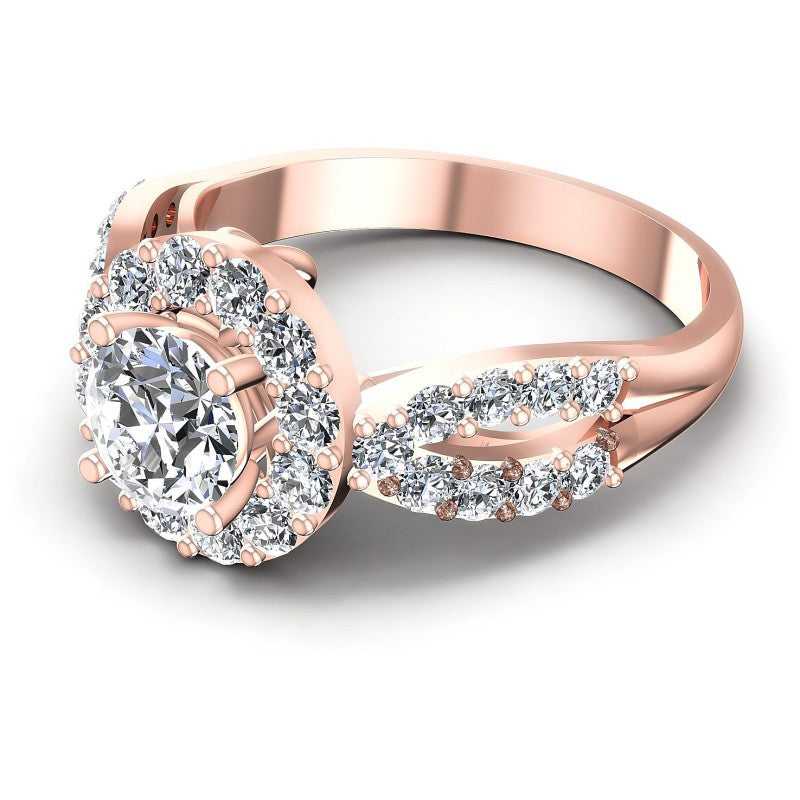 Round Diamonds 1.40CT Halo Ring in 18KT Rose Gold