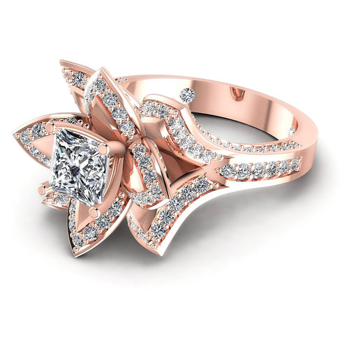 0.65CT Princess And Round  Cut Diamonds Engagement Rings