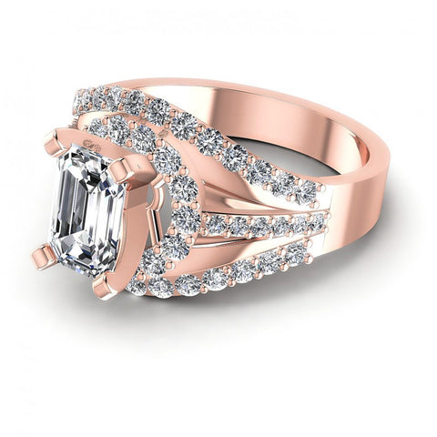 Round and Emerald Diamonds 1.15CT Engagement Ring in 18KT Rose Gold
