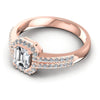 Round and Emerald Diamonds 0.65CT Halo Ring in 18KT Rose Gold