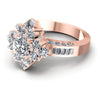 Baguette and Round Diamonds 1.75CT Halo Ring in 18KT Rose Gold