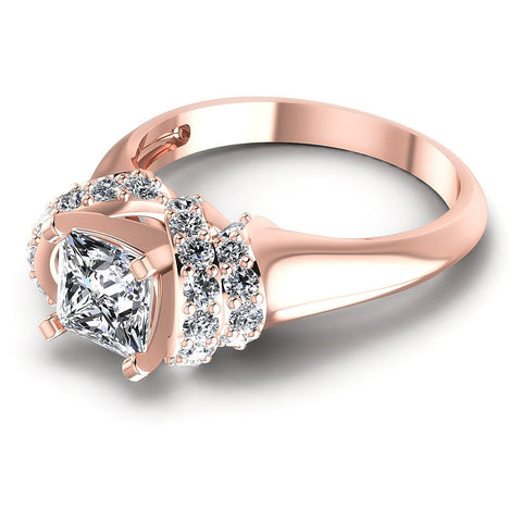 0.95CT Princess And Round  Cut Diamonds Engagement Rings