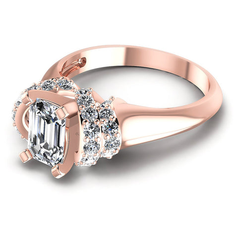 0.95CT Emerald And Round  Cut Diamonds Engagement Rings