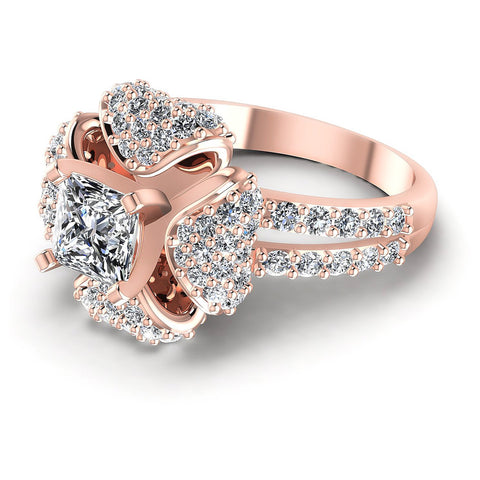 1.40CT Princess And Round  Cut Diamonds Engagement Rings
