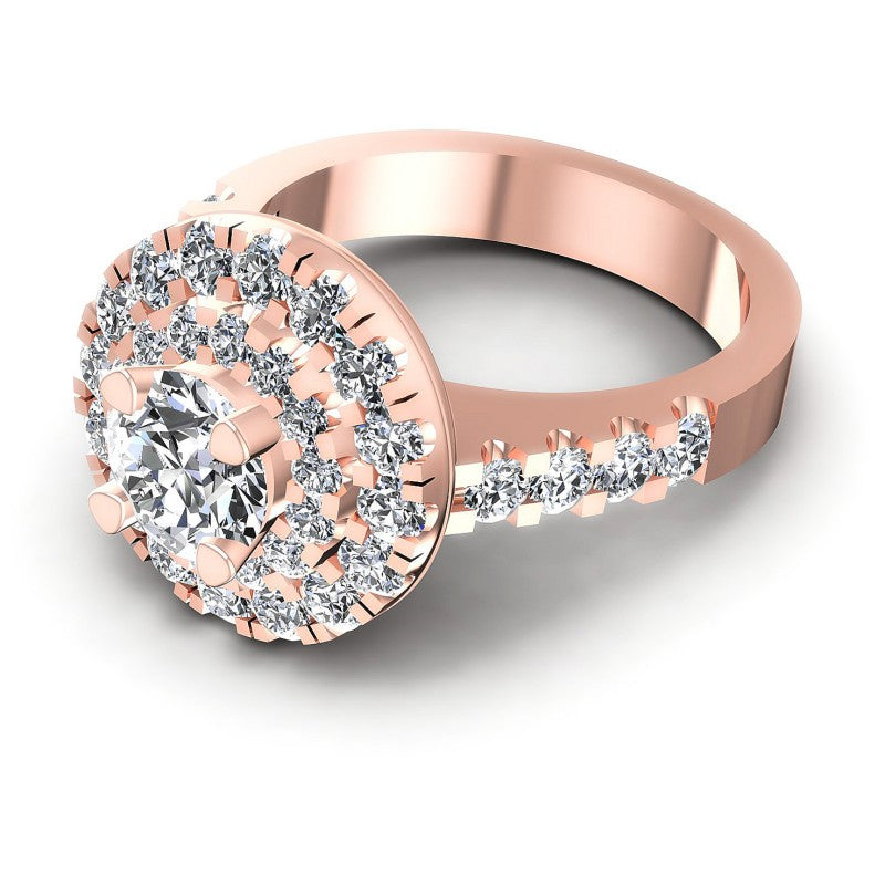 Round Diamonds 1.40CT Halo Ring in 18KT Rose Gold