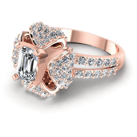 1.40CT Emerald And Round  Cut Diamonds Engagement Rings