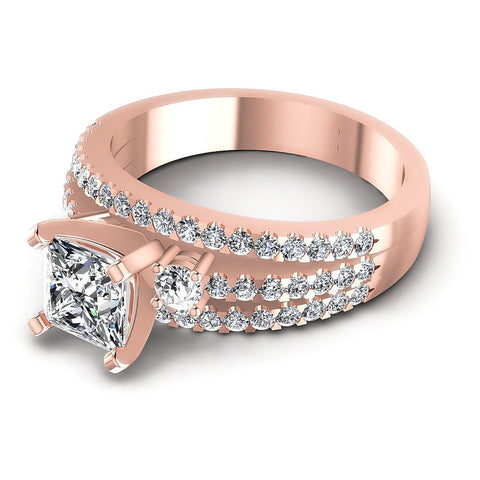 0.95CT Princess And Round  Cut Diamonds Engagement Rings