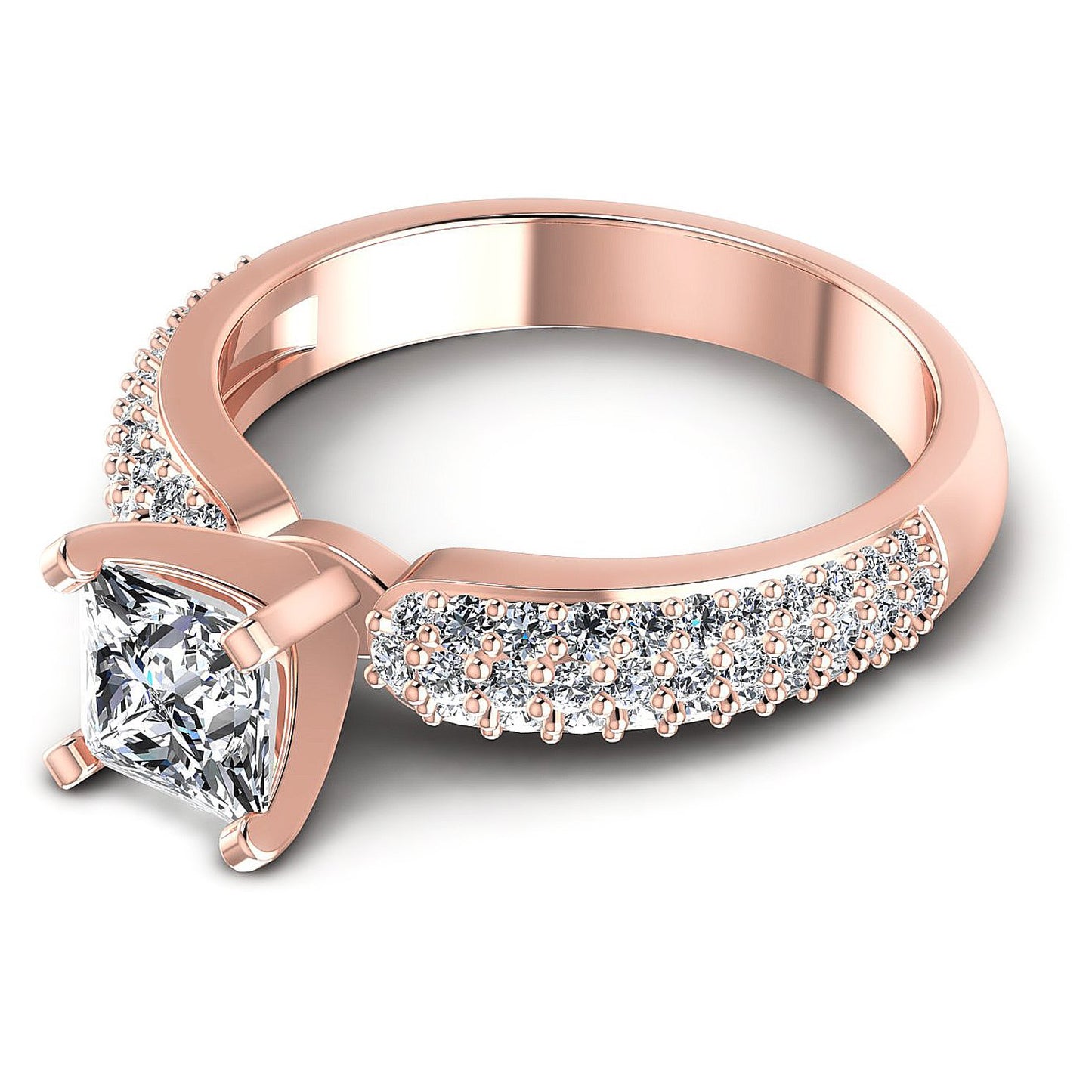 0.90CT Princess And Round  Cut Diamonds Engagement Rings