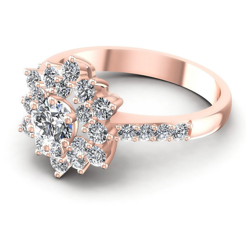 Round Diamonds 1.05CT Halo Ring in 18KT Rose Gold