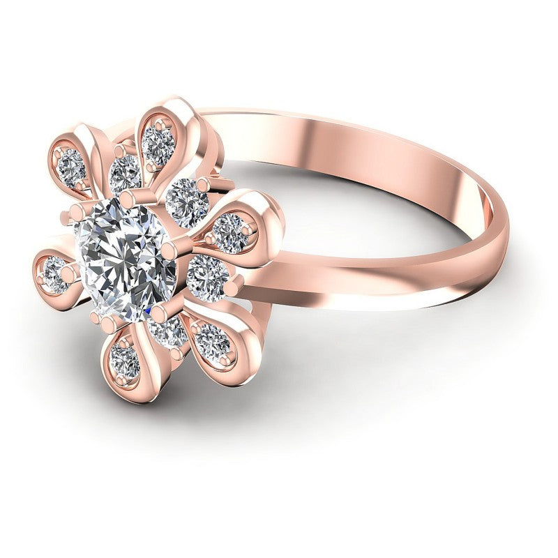 Round Diamonds 0.65CT Halo Ring in 18KT Rose Gold