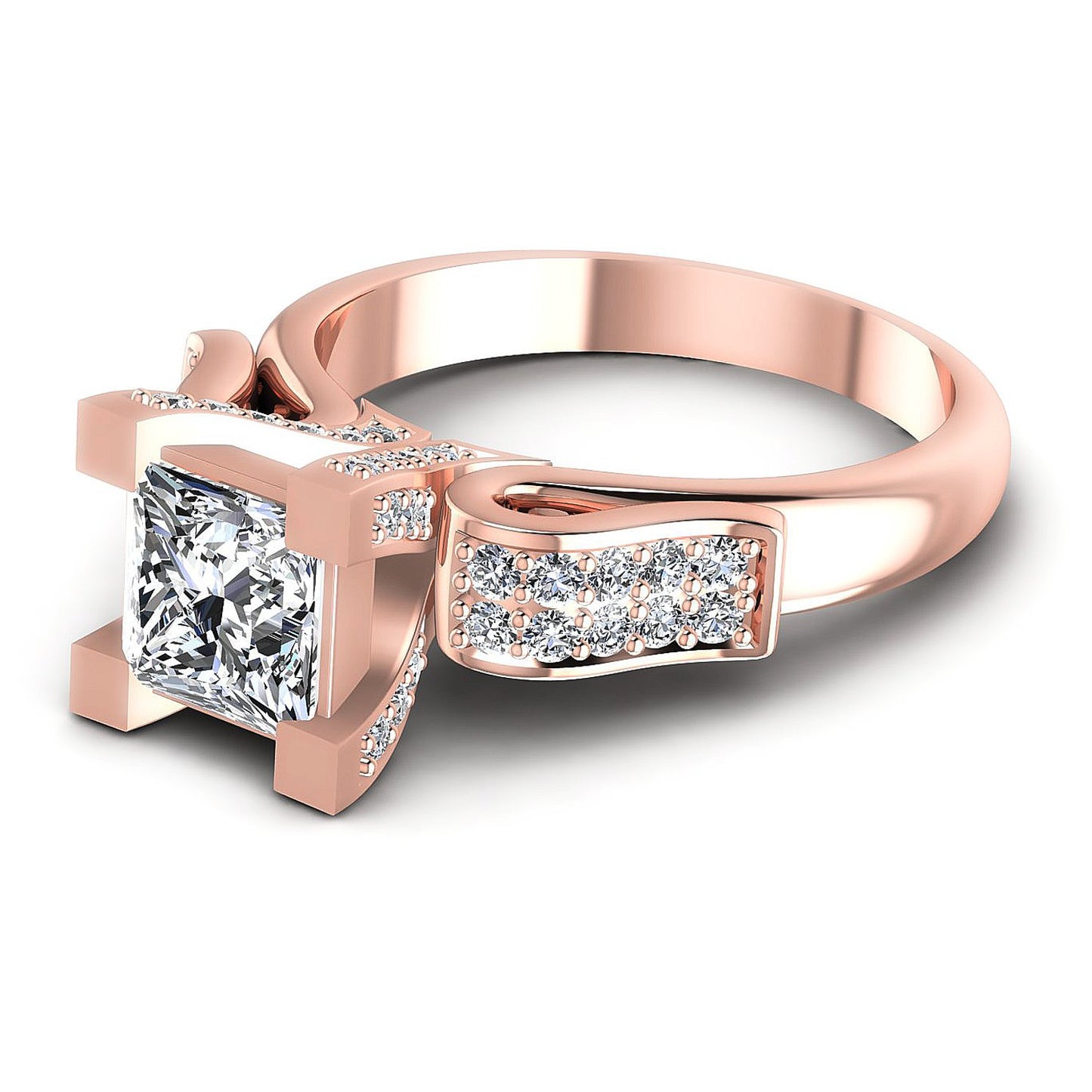 0.85CT Princess And Round  Cut Diamonds Engagement Rings