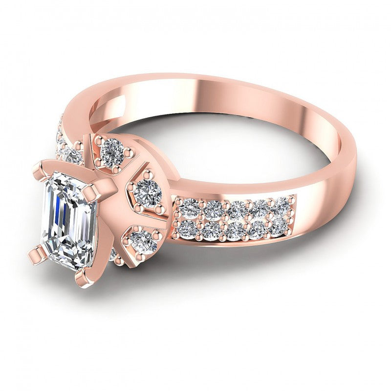 Round and Emerald Diamonds 0.70CT Engagement Ring in 18KT Rose Gold
