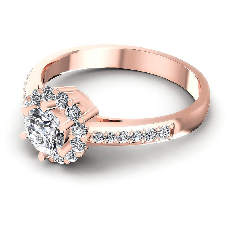 Round Diamonds 0.65CT Halo Ring in 18KT Rose Gold