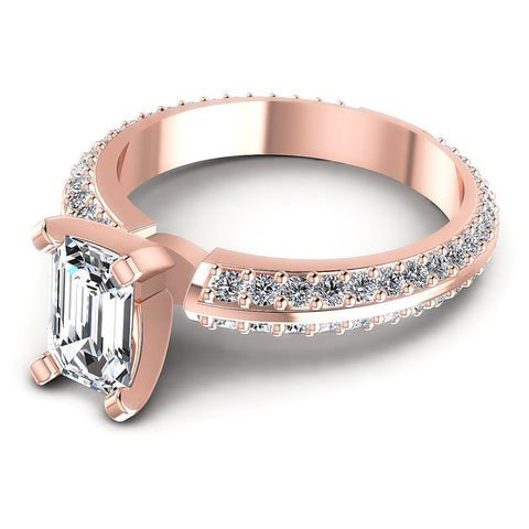 1.15CT Emerald And Round  Cut Diamonds Engagement Rings