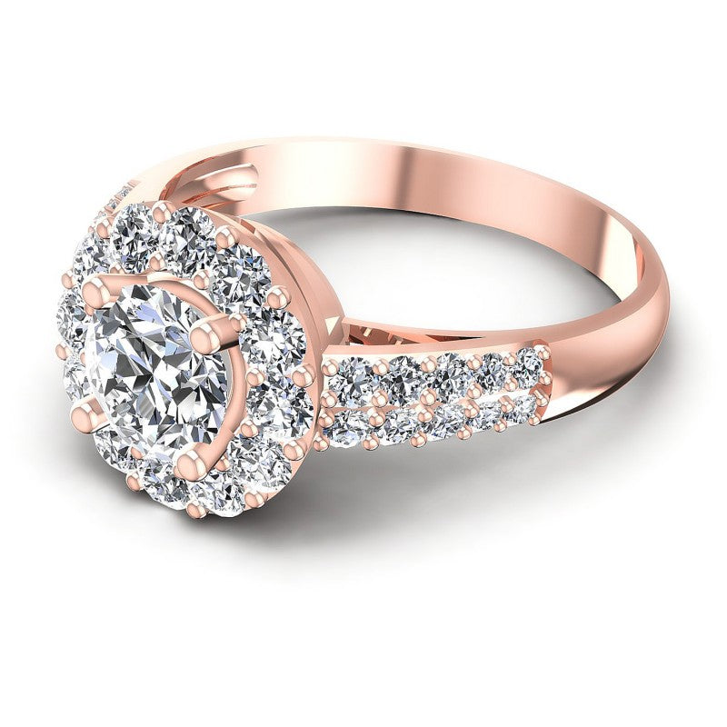 Round Diamonds 1.35CT Halo Ring in 18KT Rose Gold