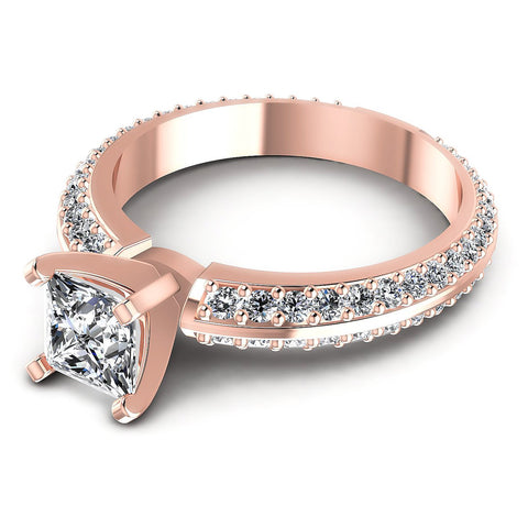 1.15CT Princess And Round  Cut Diamonds Engagement Rings