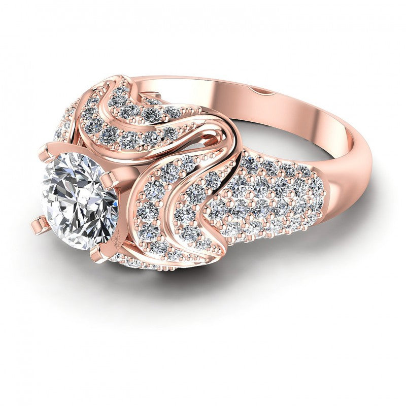 Round Diamonds 1.30CT Engagement Ring in 18KT Rose Gold