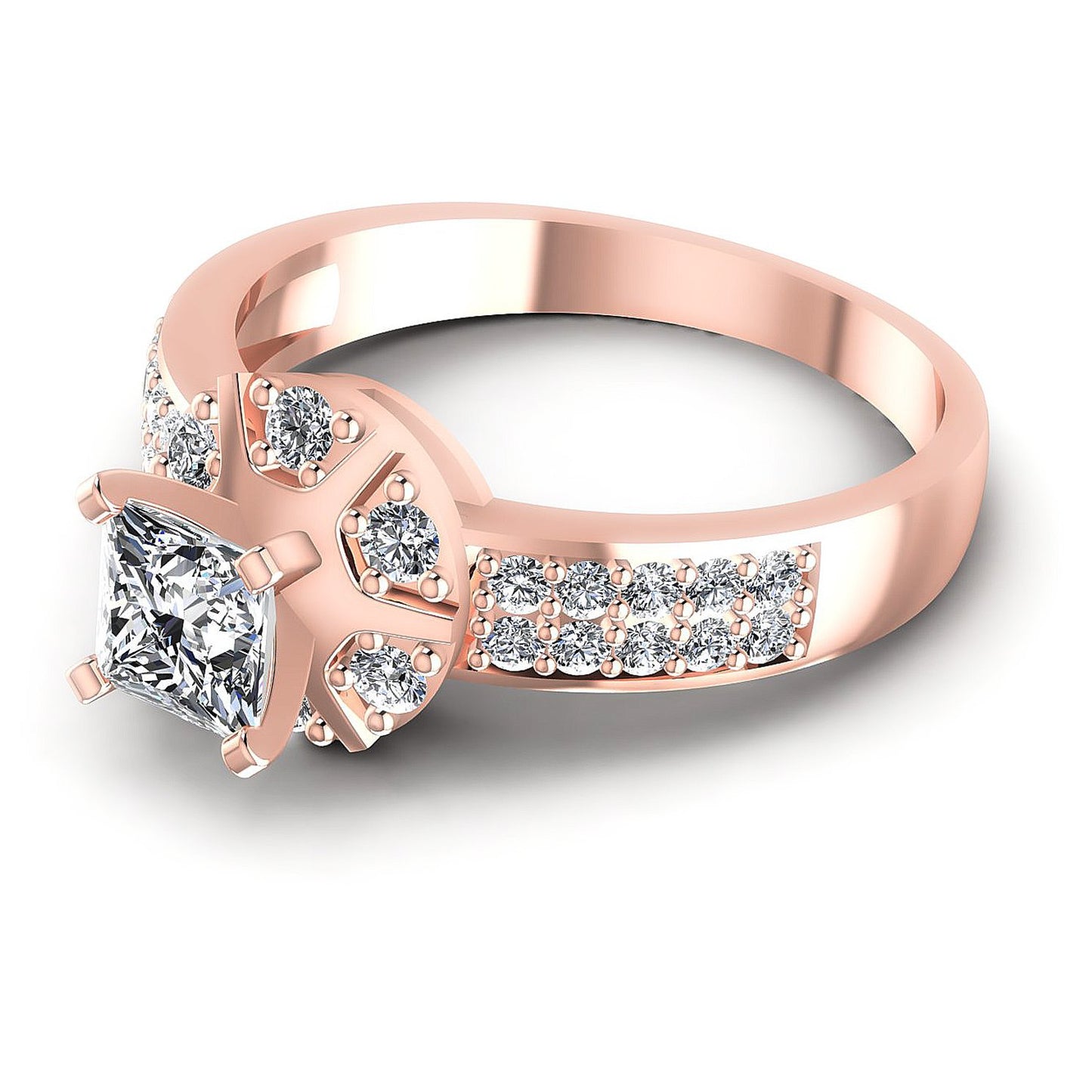 0.70CT Princess And Round  Cut Diamonds Engagement Rings