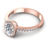 Round and Oval Diamonds 0.75CT Halo Ring in 18KT Rose Gold