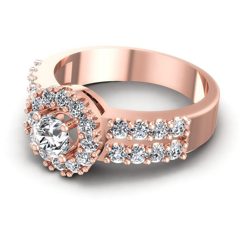 Round Diamonds 1.20CT Halo Ring in 18KT Rose Gold