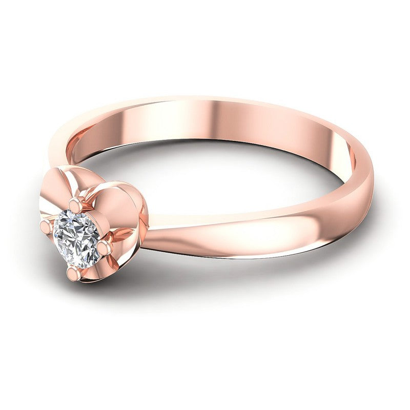 Round Diamonds 0.20CT Solitaire Ring in 18KT Rose Gold