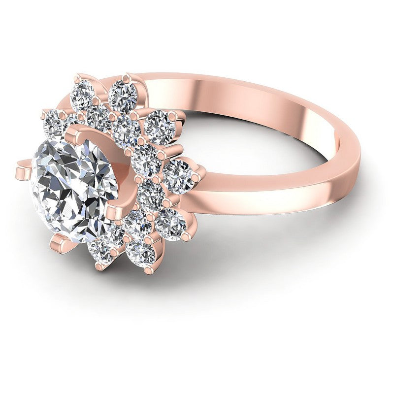 Round Cut Diamonds Halo Ring in 18KT Rose Gold