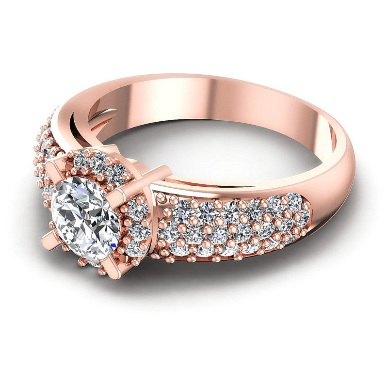 Round Diamonds 1.00CT Halo Ring in 18KT Rose Gold