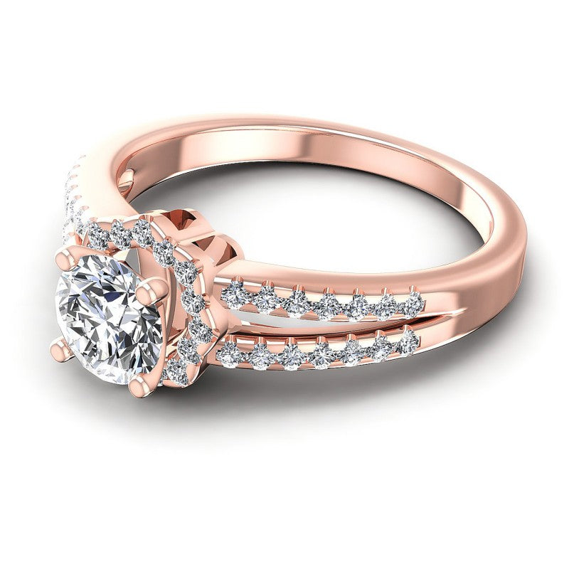 Round Diamonds 0.70CT Halo Ring in 18KT Rose Gold