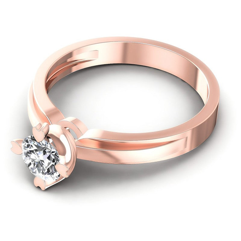 Round Cut Diamonds Solitaire Ring in 18KT Rose Gold
