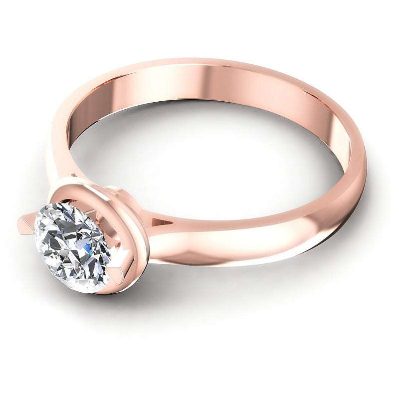 Round Cut Diamonds Solitaire Ring in 18KT Rose Gold
