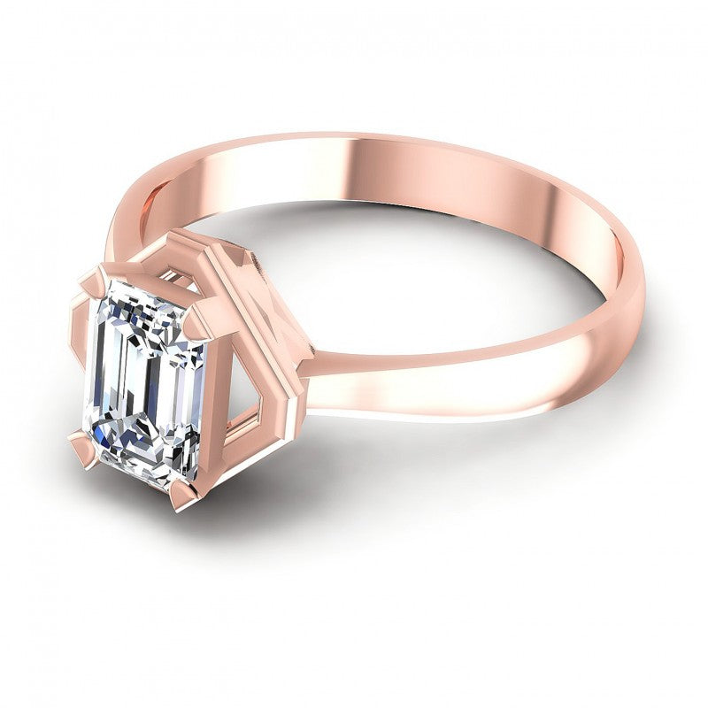 Princess Cut Diamonds Solitaire Ring in 18KT Rose Gold