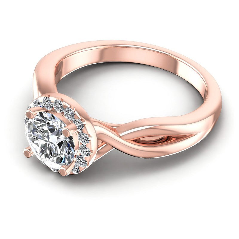 Round Diamonds 0.55CT Halo Ring in 18KT Rose Gold