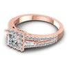 Baguette and Princess and Round Diamonds 1.15CT Halo Ring in 18KT Rose Gold