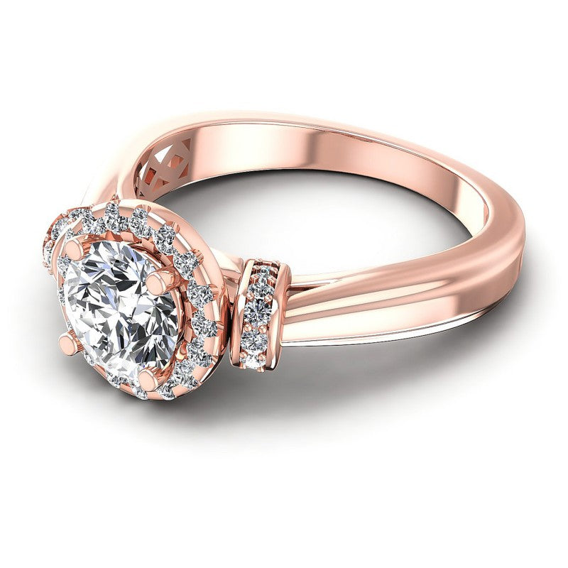 Round Diamonds 0.70CT Halo Ring in 18KT Rose Gold