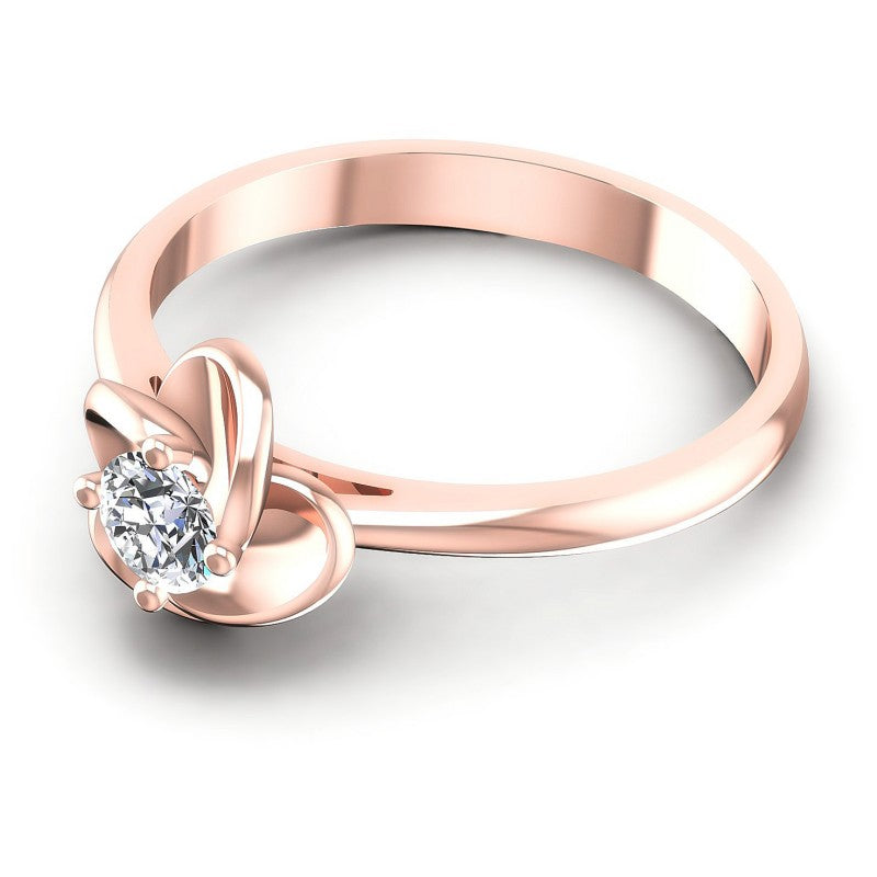 Round Cut Diamonds Solitaire Ring in 18KT Rose Gold
