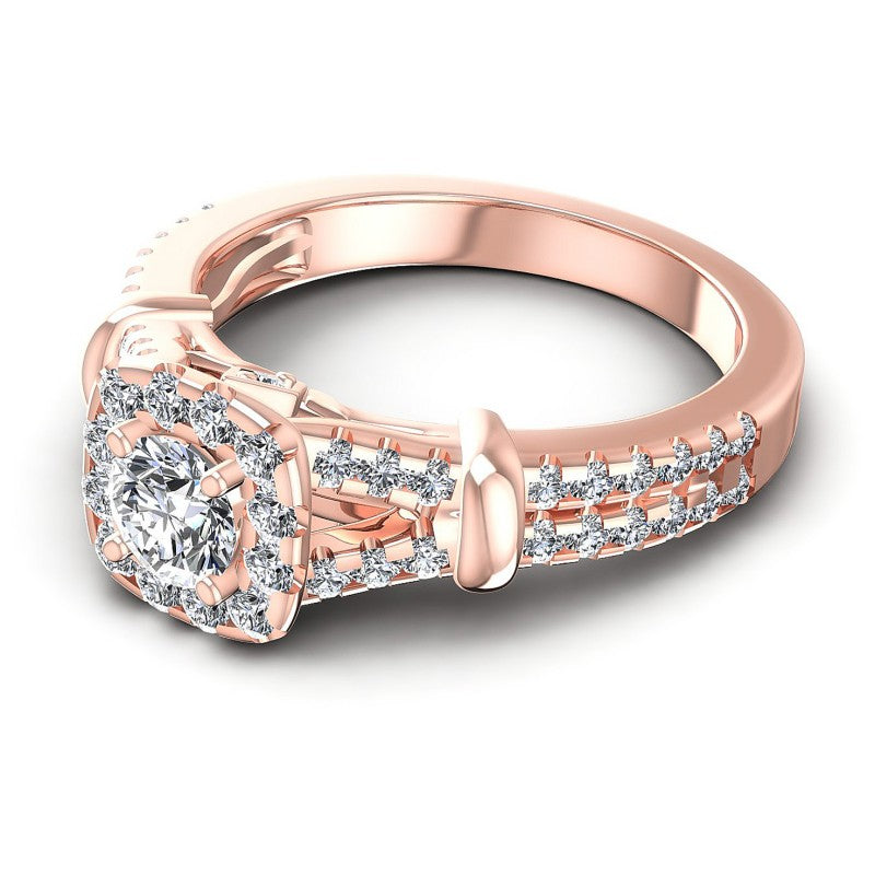 Round Diamonds 1.20CT Halo Ring in 18KT Rose Gold