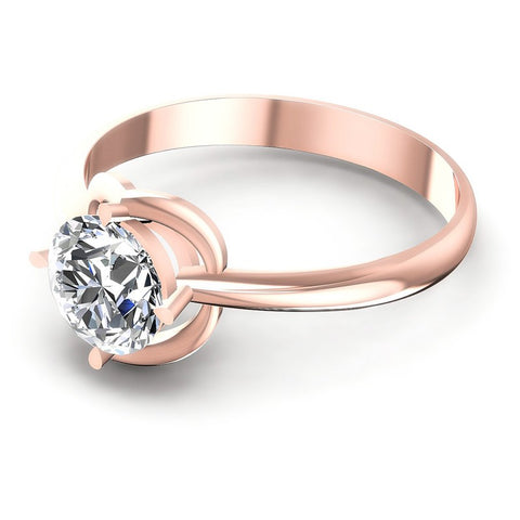 Round Cut Diamonds Solitaire Ring in 18KT Rose Gold