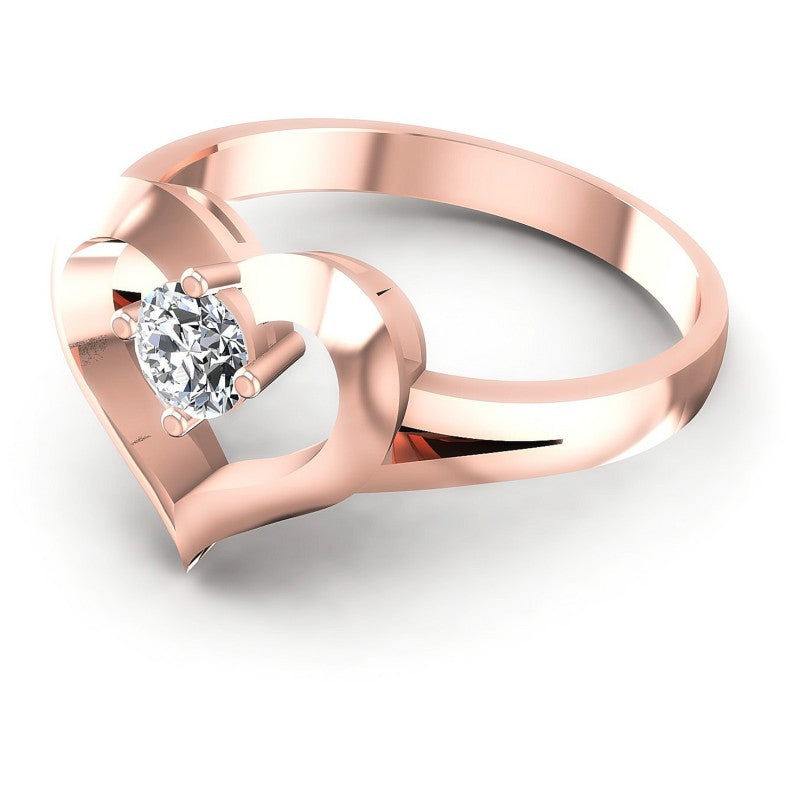 Round Cut Diamonds Solitaire Ring in 18KT Rose Gold