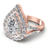 Round and Pear Diamonds 1.80CT Halo Ring in 18KT Rose Gold