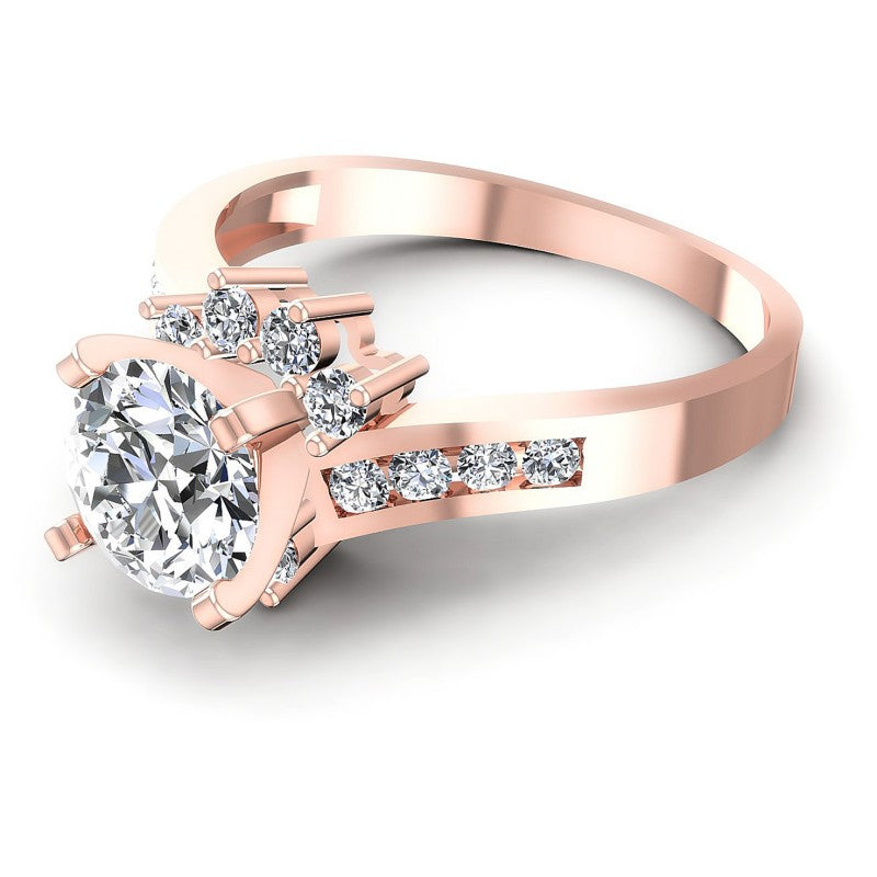 Round Cut Diamonds Engagement Ring in 18KT Rose Gold