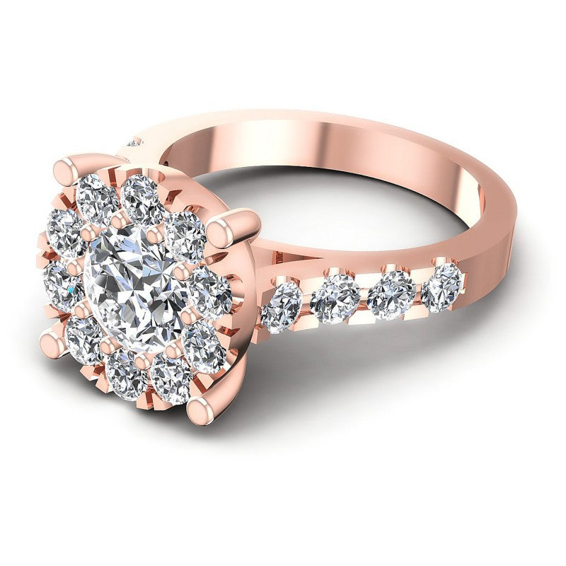 Round Diamonds 1.45CT Halo Ring in 18KT Rose Gold