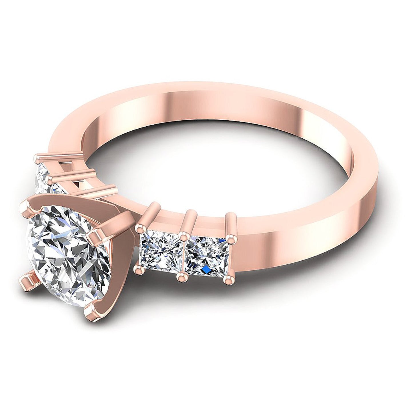 0.90CT Round And Princess  Cut Diamonds Engagement Rings