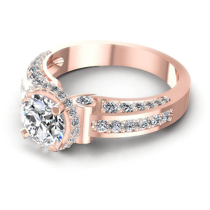 Round Diamonds 1.30CT Halo Ring in 18KT Rose Gold