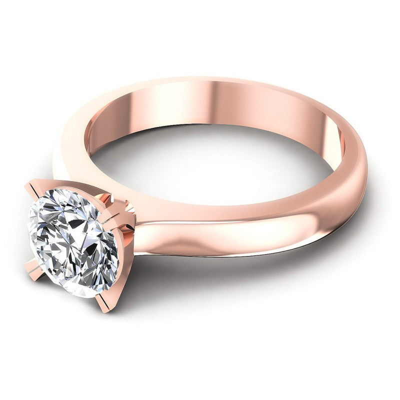 Round Cut Diamonds Solitaire Ring in 18KT Rose Gold