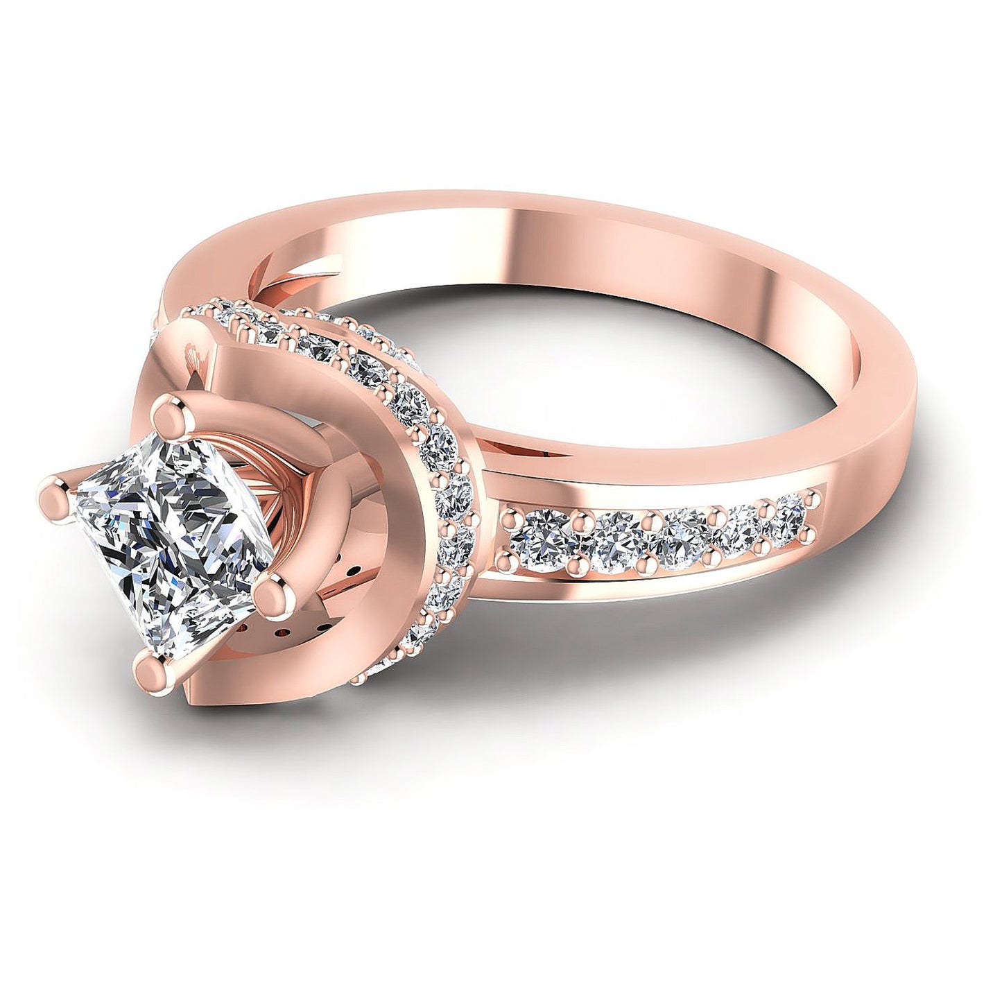 0.90CT Princess And Round  Cut Diamonds Engagement Rings